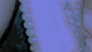 Latina girl silently masturbates with latex thimbles