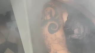 BBW stepmom MILF bake 420 smoking fetish in black lace lingerie your POV