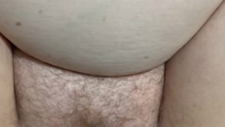 Thick Chubby White Girl With Big Natural Tits Gets A Messy Cumshot On Hairy Pussy
