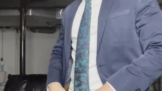 Christian Styles Jerking A Huge Load In Suit