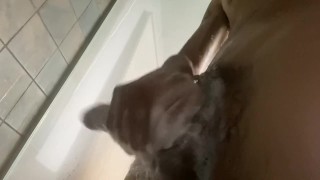 Cleaning soapy dick and I got hard and horny. Someone help me cum?