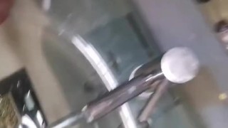 Hot daddy and his bathroom jerk off session