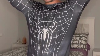 Spiderman boy gym cum without hands, onlyfans guy
