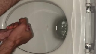 nightly cum shot into toilet while girlfriend is next door