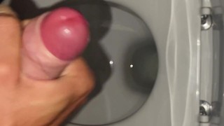 nightly cum shot into toilet while girlfriend is next door