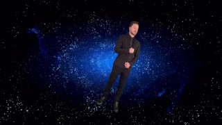 Giant growth - business man outgrows the entire universe