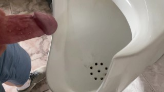Quick jerk off and cum in public office toilet 4k
