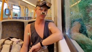 Twink masturbate on subway