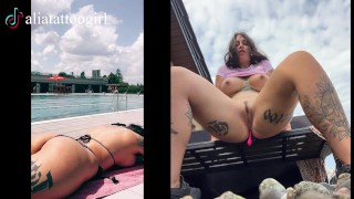 TikTok model was caught on a public beach playing with a dildo and cumming beautifully at the end