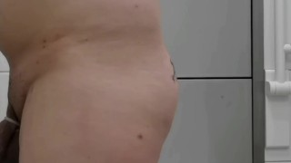 My daily anal dildo routine in the shower at the hospital