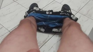 Chasing my friend around in the middle of the night.