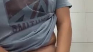 mini masturbation in the bathroom