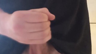 Jerking off in the kitchen