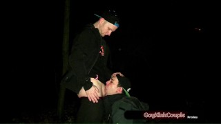 Outdoor Blowjob Cumkiss in the Night