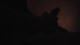 Silhouetted male masturbation