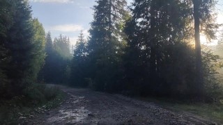 The guy walks around the village and shows his locked dick.