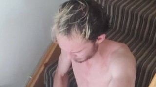 Walking around the house after a hot bath stroking my long cock and talking dirty