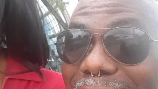 Ebony rough hard sex in public bathroom creampie