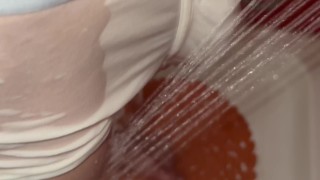 I wet my white boxer and my big cock come out