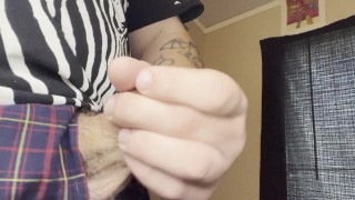Big Dick Tattooed Guy Jerks Off Big Cumshot