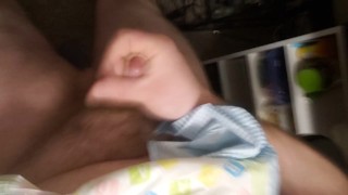 chubby bear huffs his diaper and jerks off