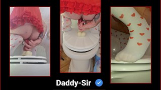 Xd dog cick knot dildo riding in the bathroom