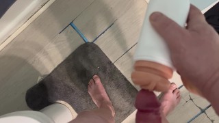 Trash Little Dick Sissy Cums onPocket Pussy