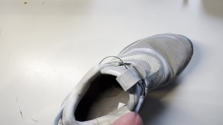 Creamy cumshot into my very stinky Nike BB Adapt sneakers
