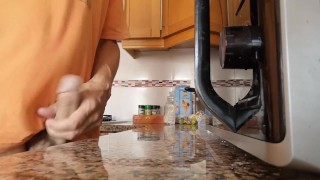 Watch me cum on the kitchen counter