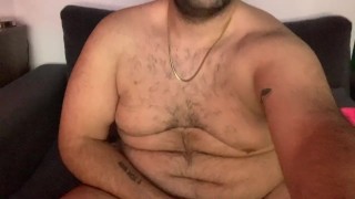 Teddy Bear plays with his thick cock !! Handjob