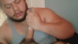 Rubbing ass on cock then handjob cumshot