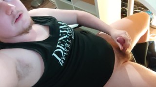 Edging my rock hard cock until I cover myself in cum