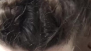 (MALE POV) Chubby Busty Brunette Deepthroats and Swallows