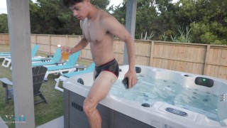 NastyTwinks - Outdoor Shower - Jay Angelo Takes Shower When Jordan Haze Joins, Bareback Shower Fuck