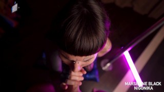 Sucking my boyfriend dry in pink light _ Nigonika Best Porn 2023