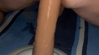 Sissy takes big dildo