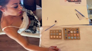 Hot Brunette MILF Cheating Wife Art Teacher´s Cum Dispencer