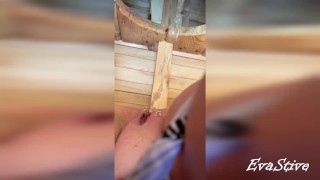 I pee in the outdoor toilet at the sea