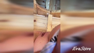 I pee in the outdoor toilet at the sea