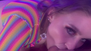 Rainbow Blonde Teen Sucks Big Cock - College Fun - Laney Grey - Brad Newman