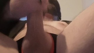 Solo, masked male masturbation with cum shot on screen