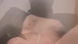 Solo male, slow motion cumshot