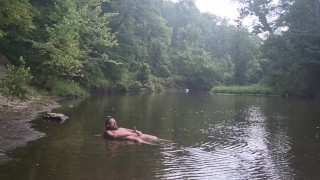 Naked in Nature 13: Massive cumshot in the Creek!