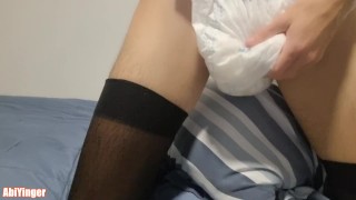 Diaper Boy Humping A Pillow And Jerking Off