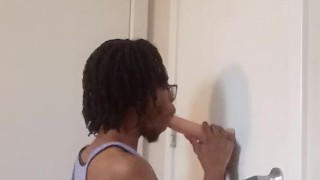 Femboy blows dildo in a skirt (daily BJ practice16 of 30)