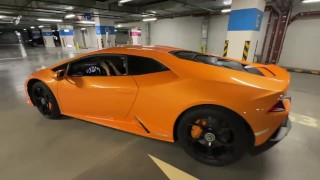 I'm naked in a Lamborghini car. fuck me right there!