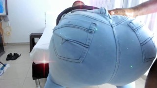 I love it so much that this big cock fucks my ass with my jeans on