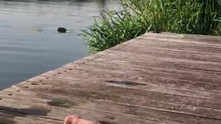 Naked dick relaxing outdoors public