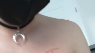 Cute femboy slut eats his own precum