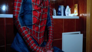 Archi Stewart became Spider-Man | Handjob games in the bathroom